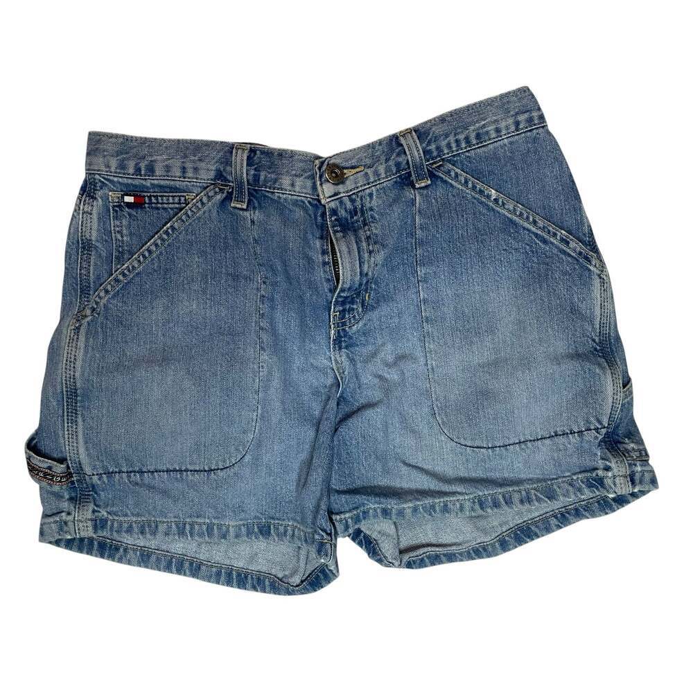 Tommy Hilfiger Denim Shorts Women’s Blue Carpenter Style Vintage Flag Logo